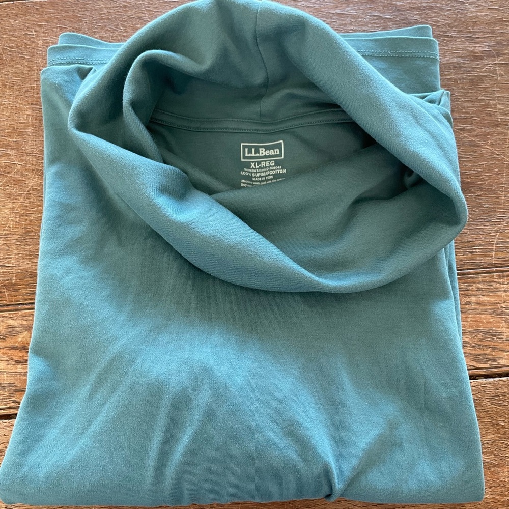L.L.Bean Teal Green Drape Turtleneck (XL)